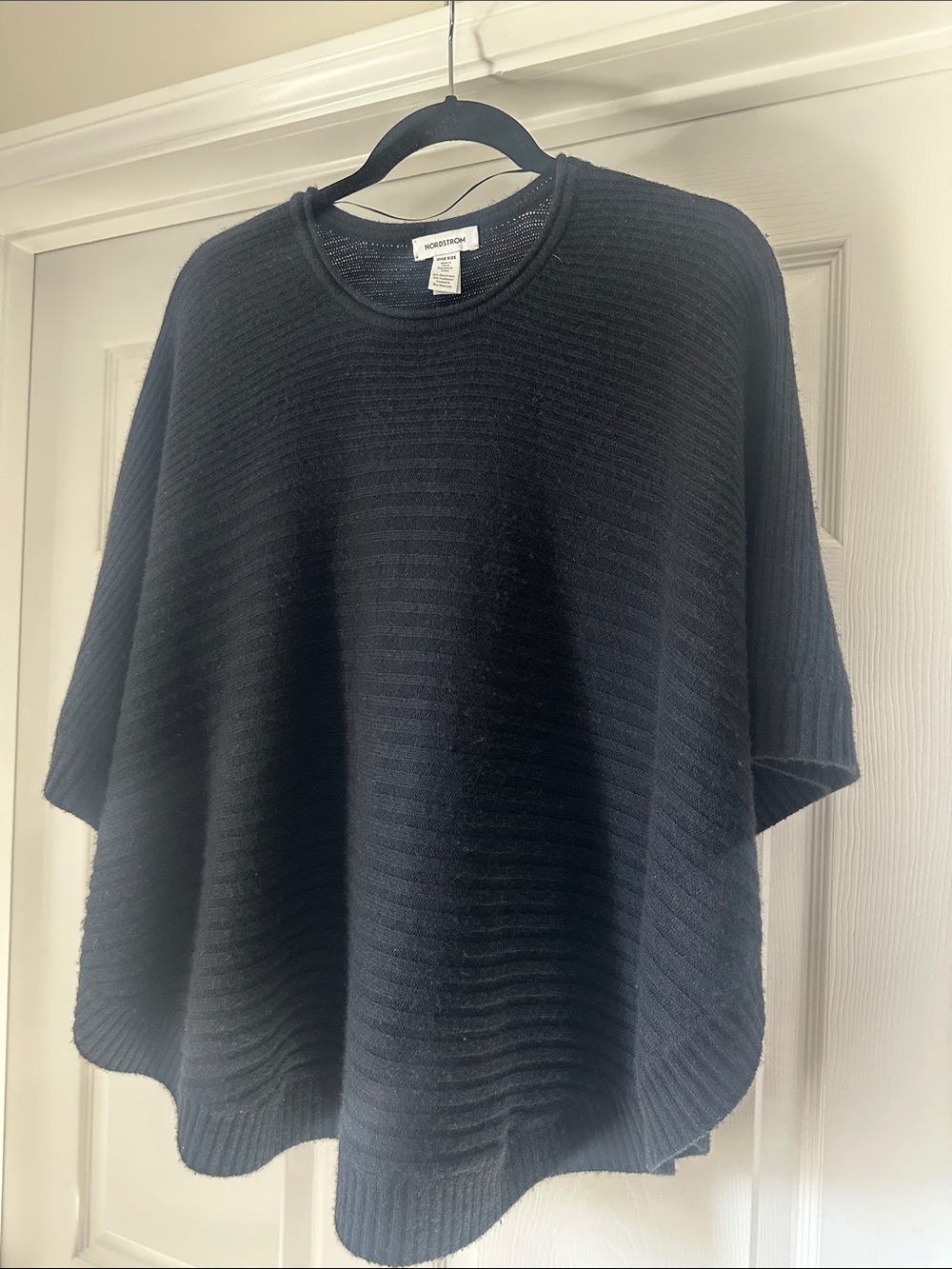 Nordstrom Black Ribbed Poncho Sweater